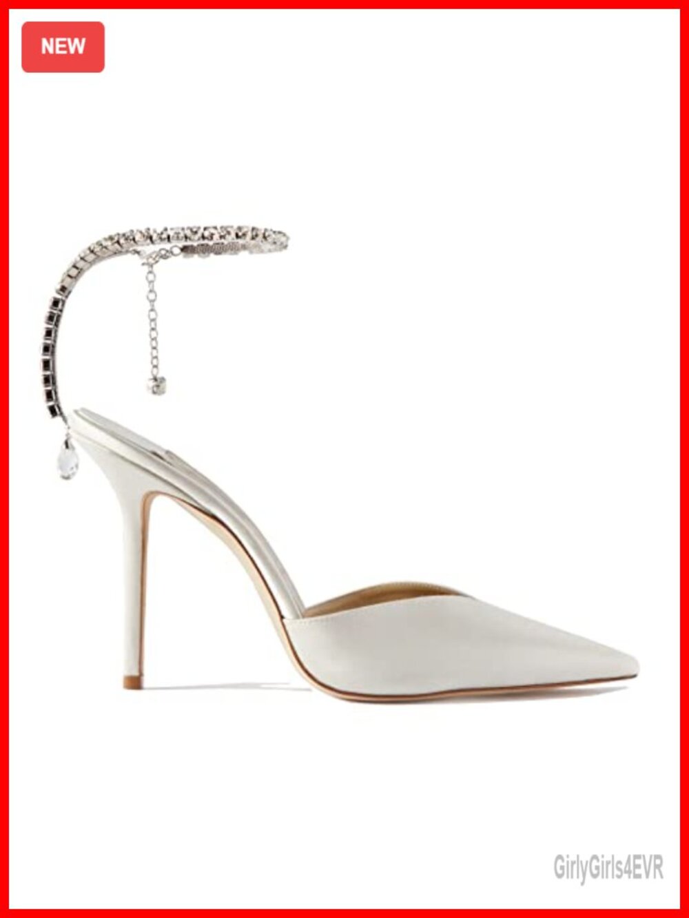 LauraVicci Women's Heeled Sandals Crystal Chain Ankle Straps Satin Dress Shoe